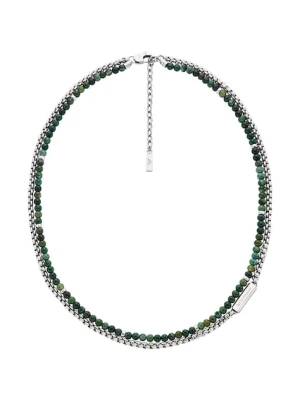 Emporio Armani naszyjnik męski ze stali szlachetnej z agatem Eagle Logo