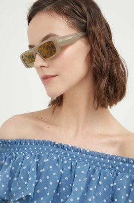 Emporio Armani okulary przeciwsłoneczne damskie kolor beżowy