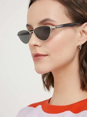 Emporio Armani okulary przeciwsłoneczne damskie kolor srebrny