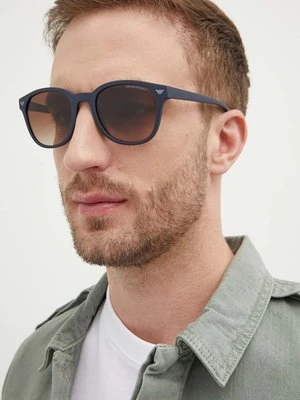 Emporio Armani okulary przeciwsłoneczne męskie kolor granatowy