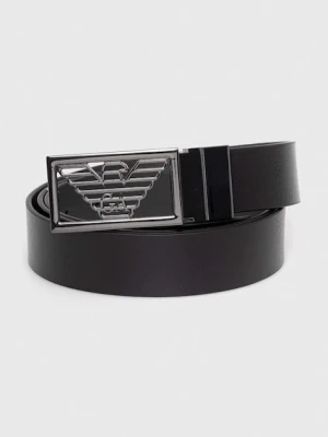 Emporio Armani pasek skórzany dwustronny męski kolor czarny