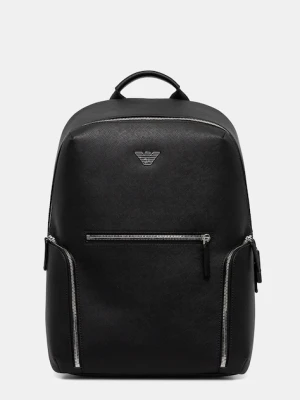 Emporio Armani plecak skórzany męski kolor czarny duży gładki Y4O409 Y138E