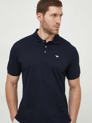 Emporio Armani polo bawełniane kolor granatowy gładki 8N1FQ2 1JTKZ