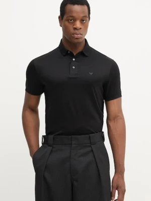 Emporio Armani polo męski kolor czarny gładki 8N1F96 1JUVZ