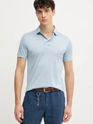 Emporio Armani polo męski kolor niebieski gładki