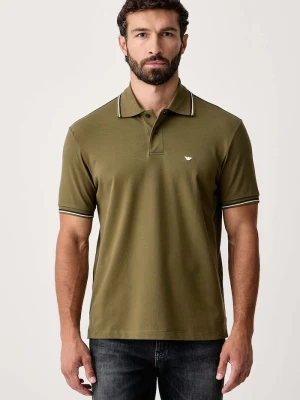 Emporio Armani polo męskie bawełniane z elastanem zielony