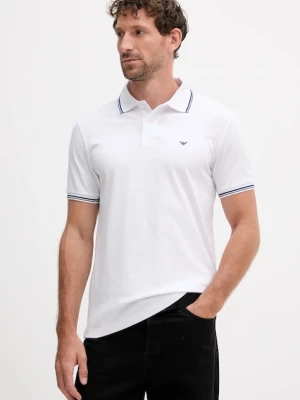 Emporio Armani polo męskie kolor biały gładki 8N1FB4 1JPTZ
