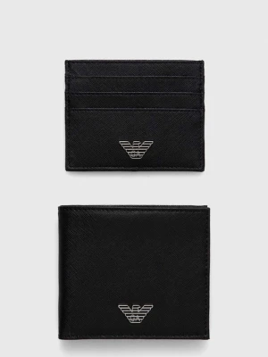 Emporio Armani portfel i etui na karty skórzane męski kolor czarny Y4R237 Y138E