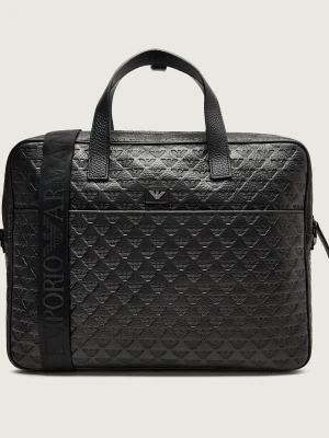 Emporio Armani Skórzana torba na laptopa 14"