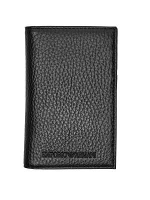 Emporio Armani Skórzane etui na karty czarny