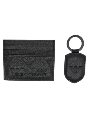 Emporio Armani Skórzane etui na karty + brelok