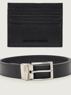 Emporio Armani Skórzane etui na karty + pasek