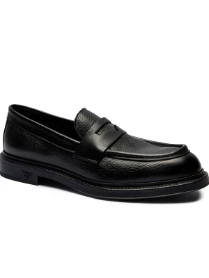 Emporio Armani Skórzane loafersy czarny