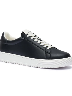 Emporio Armani Skórzane sneakersy czarny