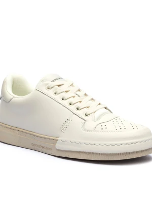Emporio Armani Skórzane sneakersy ecru