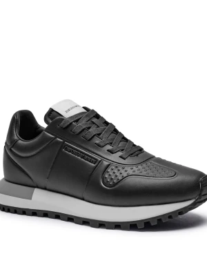 Emporio Armani Skórzane sneakersy granatowy