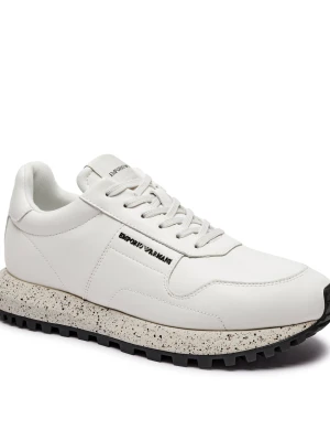 Emporio Armani Skórzane sneakersy biały