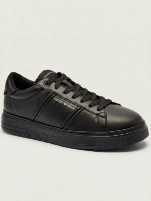 Emporio Armani Skórzane sneakersy czarny