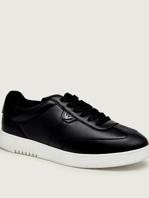 Emporio Armani Skórzane sneakersy czarny