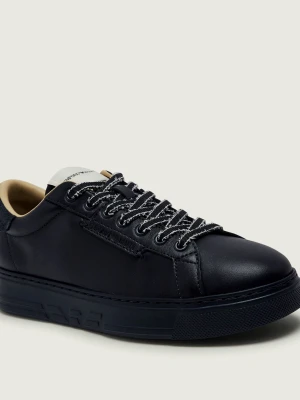 Emporio Armani Skórzane sneakersy granatowy