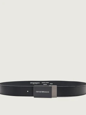 Emporio Armani Skórzany pasek czarny