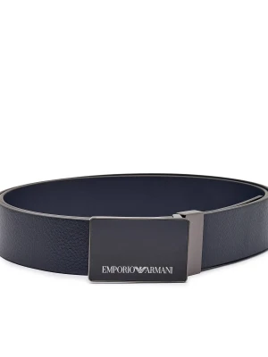 Emporio Armani Skórzany pasek granatowy