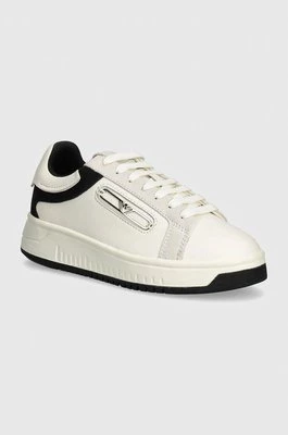 Emporio Armani sneakersy skórzane kolor beżowy X3X024 XR222 C679