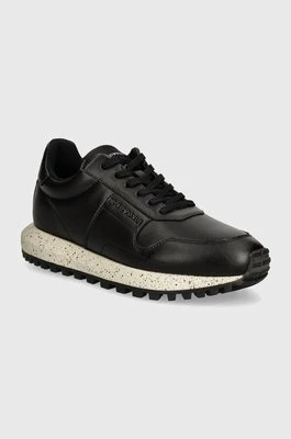 Emporio Armani sneakersy skórzane kolor czarny X4X639 XD382 00002