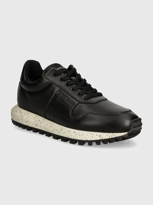 Emporio Armani sneakersy skórzane kolor czarny X4X639 XD382 00002