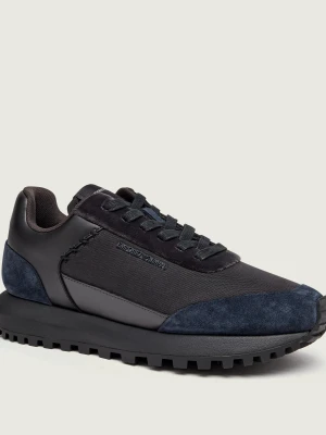 Emporio Armani Sneakersy | zamsz granatowy