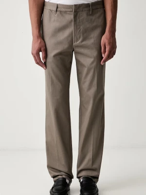 Emporio Armani spodnie regular męskie bawełniane z elastanem beżowy