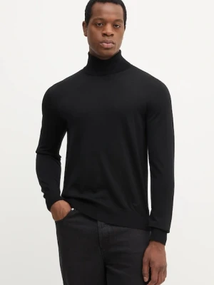 Emporio Armani sweter wełniany męski kolor czarny lekki z golferm 8N1M43 1M67Z