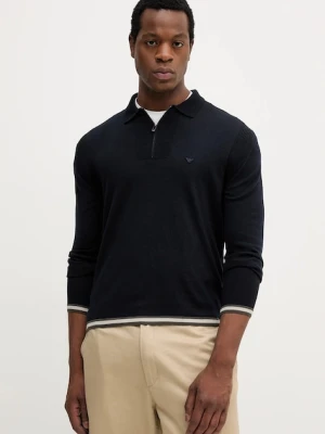 Emporio Armani sweter wełniany męski kolor granatowy lekki EM001512 AF14158