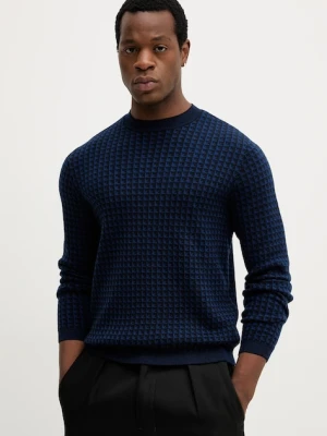 Emporio Armani sweter wełniany męski kolor granatowy lekki EM001989 AF14199