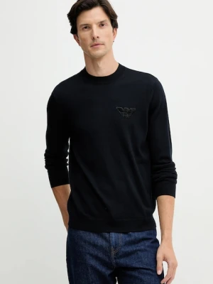 Emporio Armani sweter wełniany męski kolor granatowy lekki EM002419 AF14158