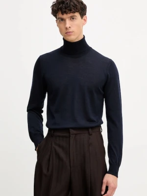 Emporio Armani sweter wełniany męski kolor granatowy lekki z golferm 8N1M43 1M67Z