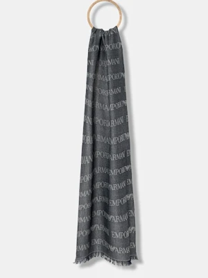 Emporio Armani szalik z dodatkiem wełny męski kolor granatowy wzorzysty EM004238 AF21541