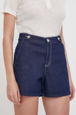Emporio Armani szorty jeansowe damskie kolor granatowy gładkie high waist 3D2J6D 2DM1Z