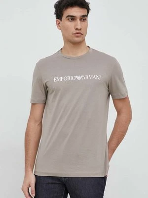 Emporio Armani t-shirt bawełniany kolor beżowy z nadrukiem 8N1TN5 1JPZZ