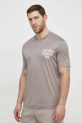 Emporio Armani t-shirt męski kolor beżowy z aplikacją 3D1TA2 1JUVZ