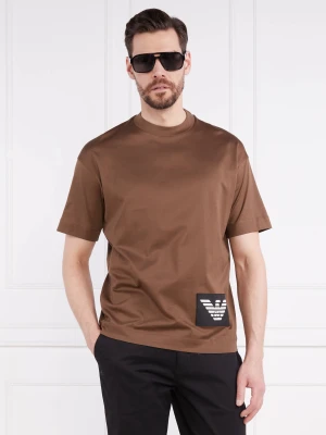 Emporio Armani T-shirt | Regular Fit brązowy