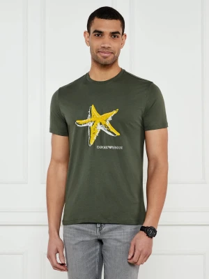 Emporio Armani T-shirt | Regular Fit oliwkowy