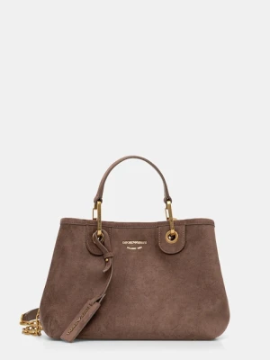Emporio Armani torebka skórzana kolor brązowy EW000361 AF17730