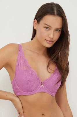 Emporio Armani Underwear biustonosz kolor fioletowy koronkowy gładki