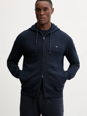 Emporio Armani Underwear bluza lounge męska kolor granatowy z kapturem gładka EM000644 AF14982