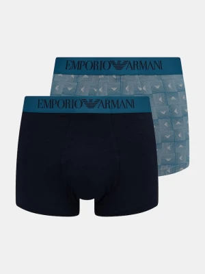 Emporio Armani Underwear bokserki dopasowane męskie bawełniane z elastanem 2-pack granatowy