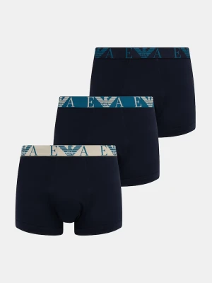 Emporio Armani Underwear bokserki dopasowane męskie bawełniane z elastanem 3-pack niebieski