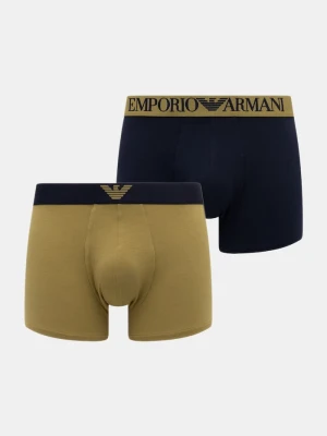 Emporio Armani Underwear bokserki dopasowane męskie bawełniane z elastanem zielony