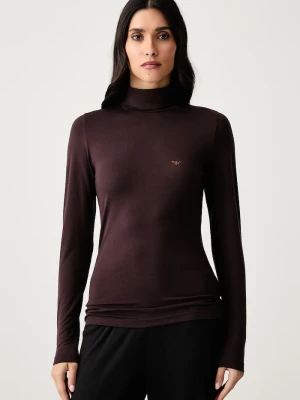 Emporio Armani Underwear longsleeve lounge damski z lyocellem brązowy