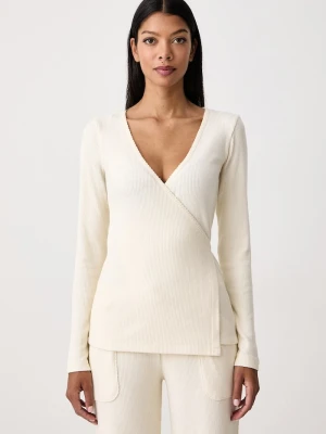 Emporio Armani Underwear longsleeve lounge damski z wiskozą beżowy